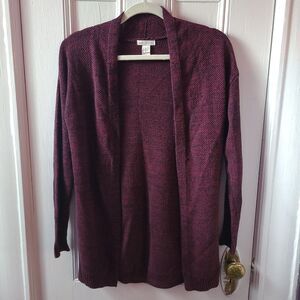 H&M Conscious Women's Burgundy Solid Knit Open Front Cardigan Sweater XS
